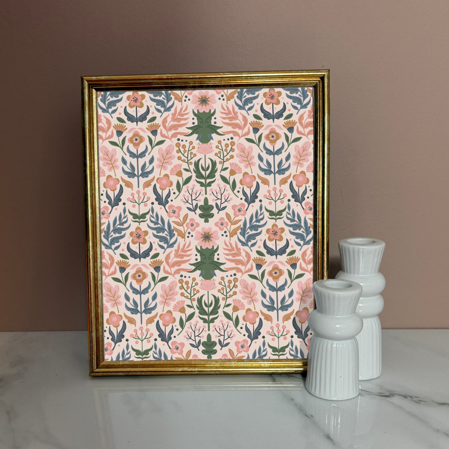 Whimsical Garden Art Print | 8x10 | 11x14 | Bold Floral Wall Art in Pink + Green