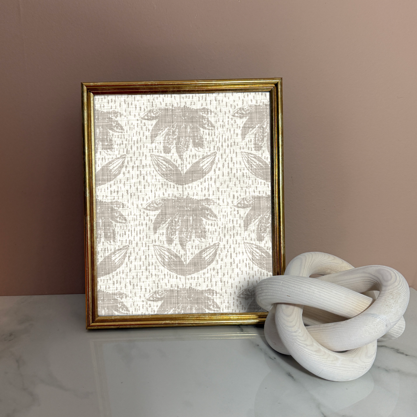 Neutral Petal Repeat Art Print | 8x10 | 11x14 | Modern Botanical Wall Art in Soft Taupe