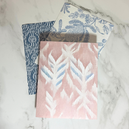 Blush Feather Ikat Art Print | 8x10 | 11x14 | Soft Boho Wall Art in Pink & Blue