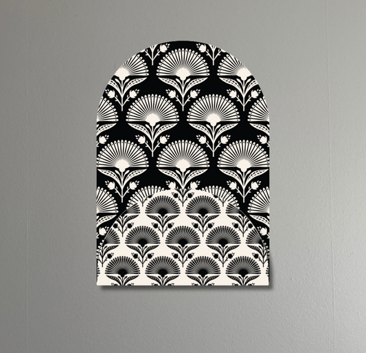 Fan Flower in Black | Layered Arch Art | Modern Floral Wall Decor