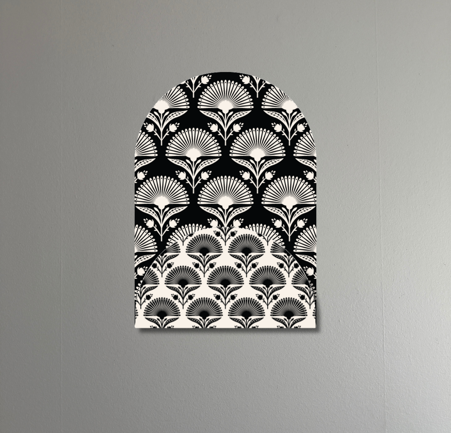 Fan Flower in Black | Layered Arch Art | Modern Floral Wall Decor