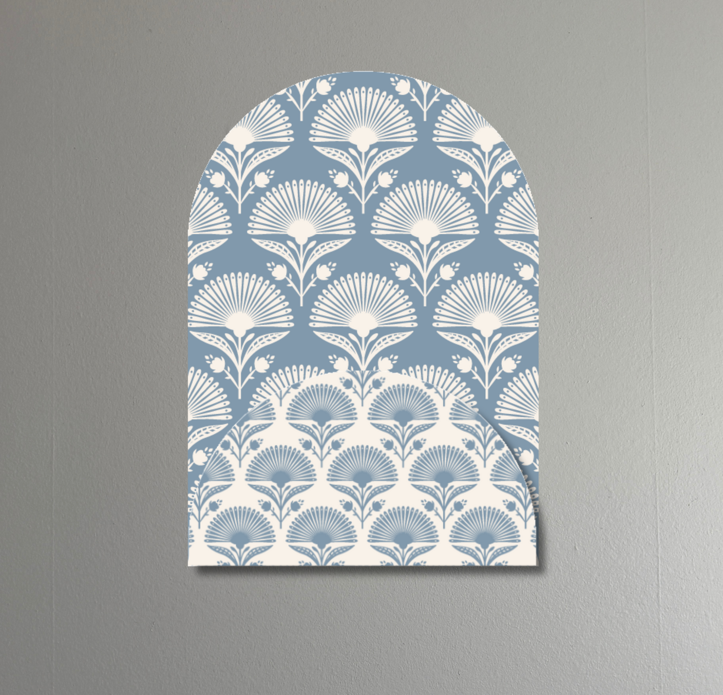 Fan Flower in Blue | Layered Arch Art | Modern Floral Wall Decor