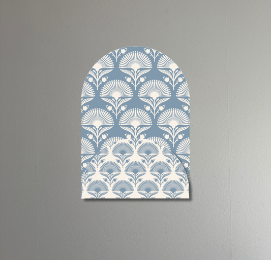 Fan Flower in Blue | Layered Arch Art | Modern Floral Wall Decor