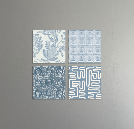 Coastal Layers | 4-Piece Blue Art Print Set