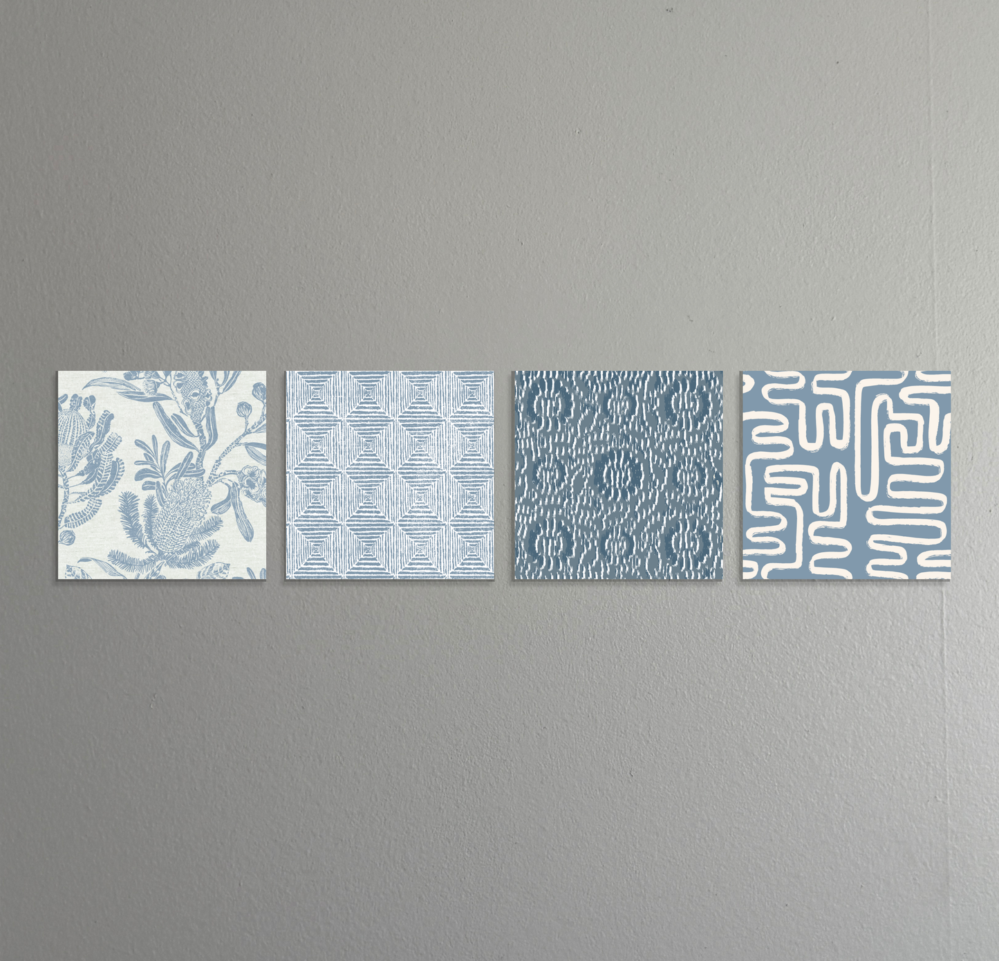 Coastal Layers | 4-Piece Blue Art Print Set