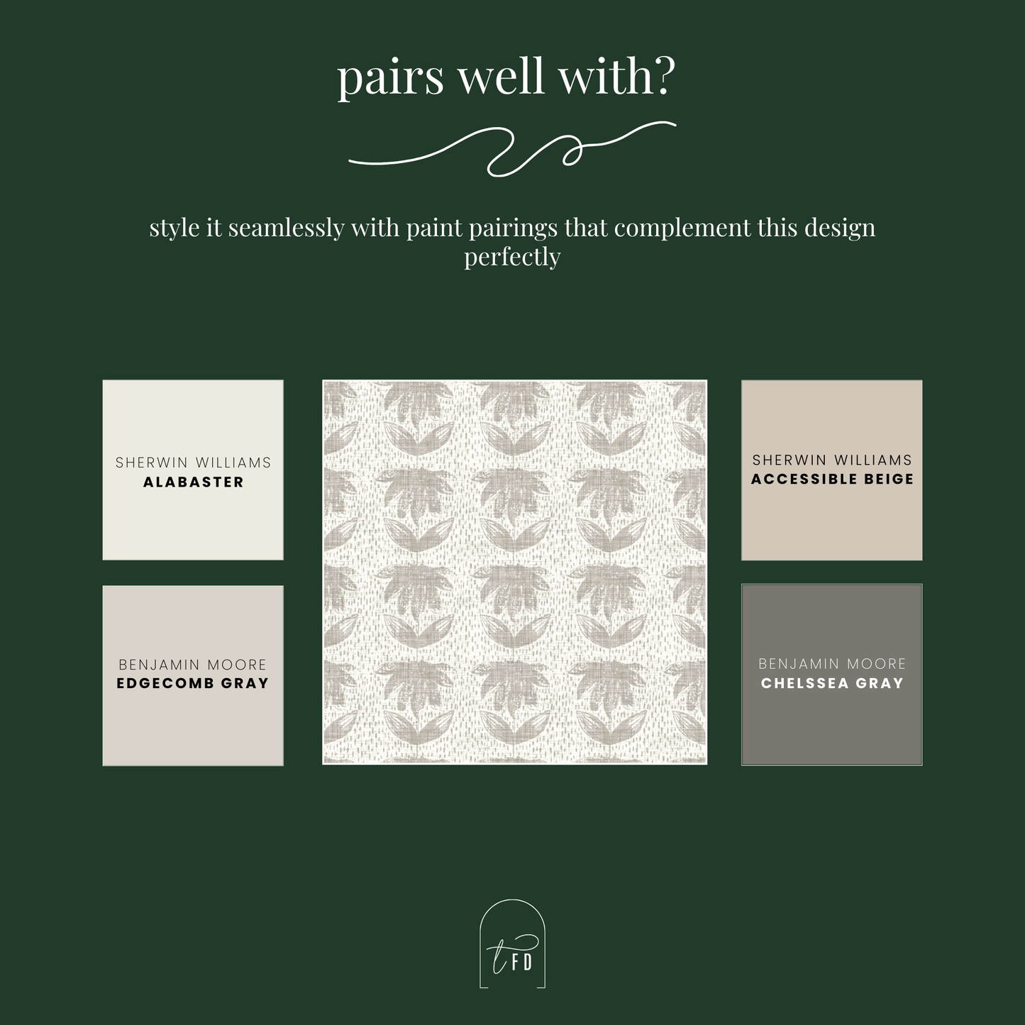 Floral Ikat Wallpaper | Neutral Peel and Stick Wall Covering