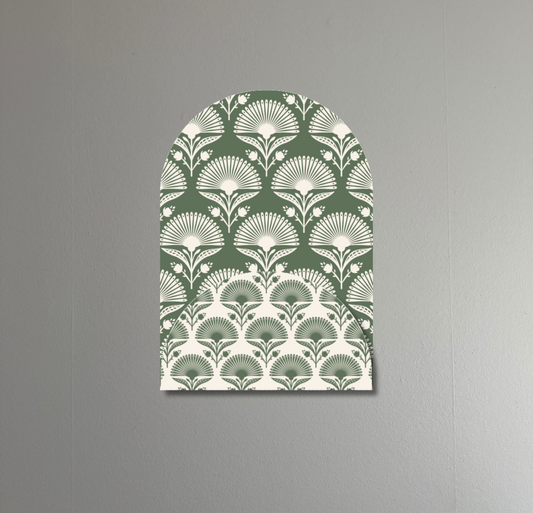 Fan Flower in Green | Layered Arch Art | Modern Floral Wall Decor