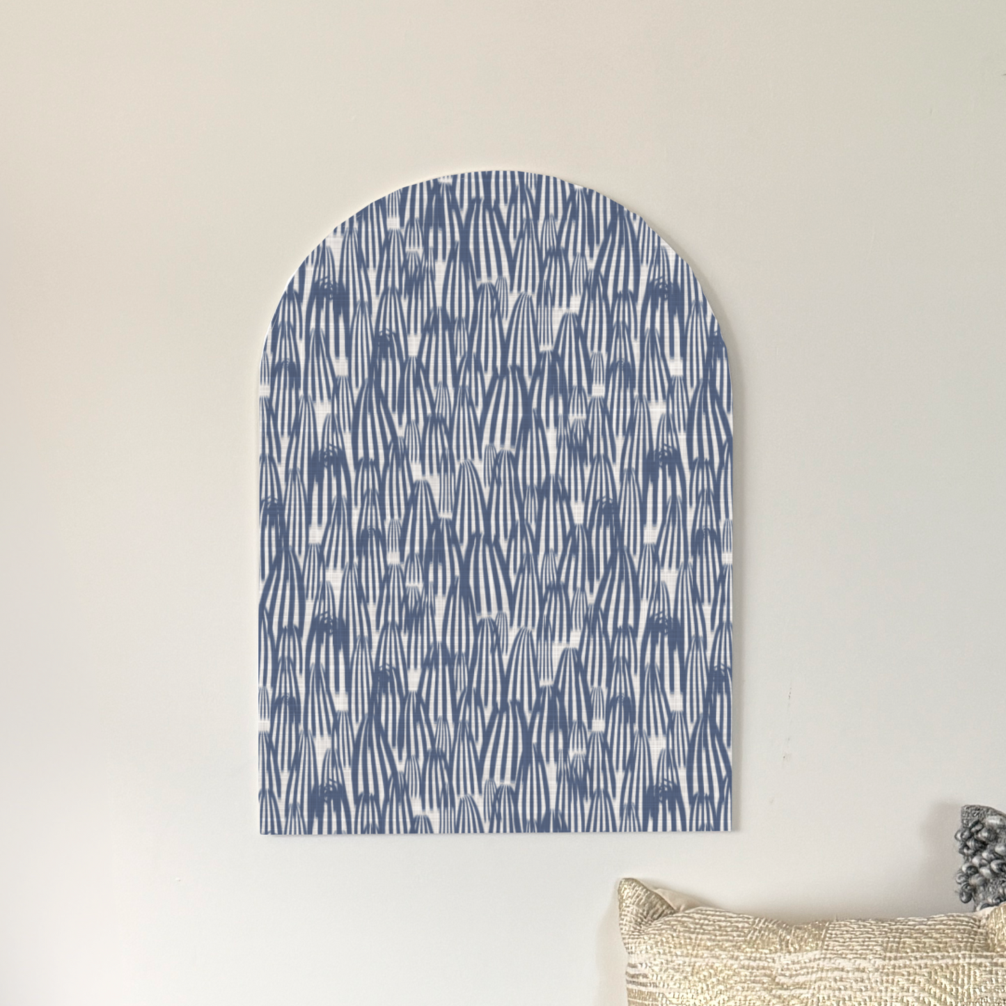 Modern Boho Arch Wall Art – Navy Stripe-Inspired Abstract Pattern