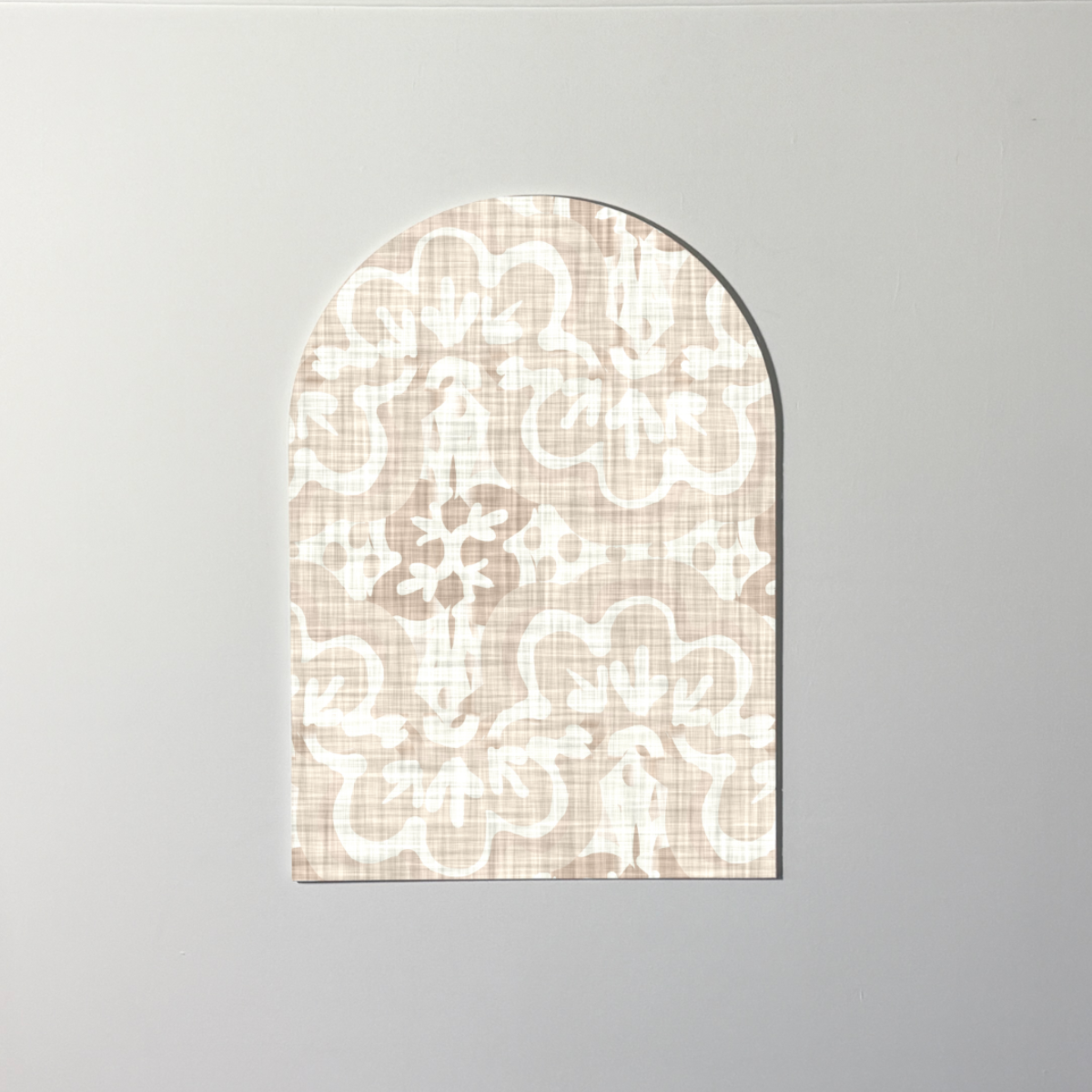 Woven Bloom | Neutral Floral Tile Wall Art – Modern Block Print Inspired Pattern