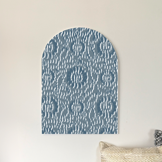 Modern Blue Ikat Arch Wall Art  | Textural Pattern Print for Boho & Coastal Decor