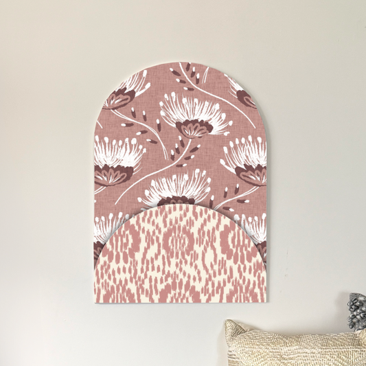 Blush Bloom Layered Arch Art | Modern Floral + Ikat Pattern Wall Decor