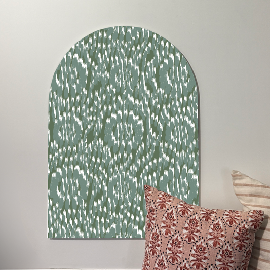 Green Ikat Arch Wall Art | Modern Global Print on EPVC Panel