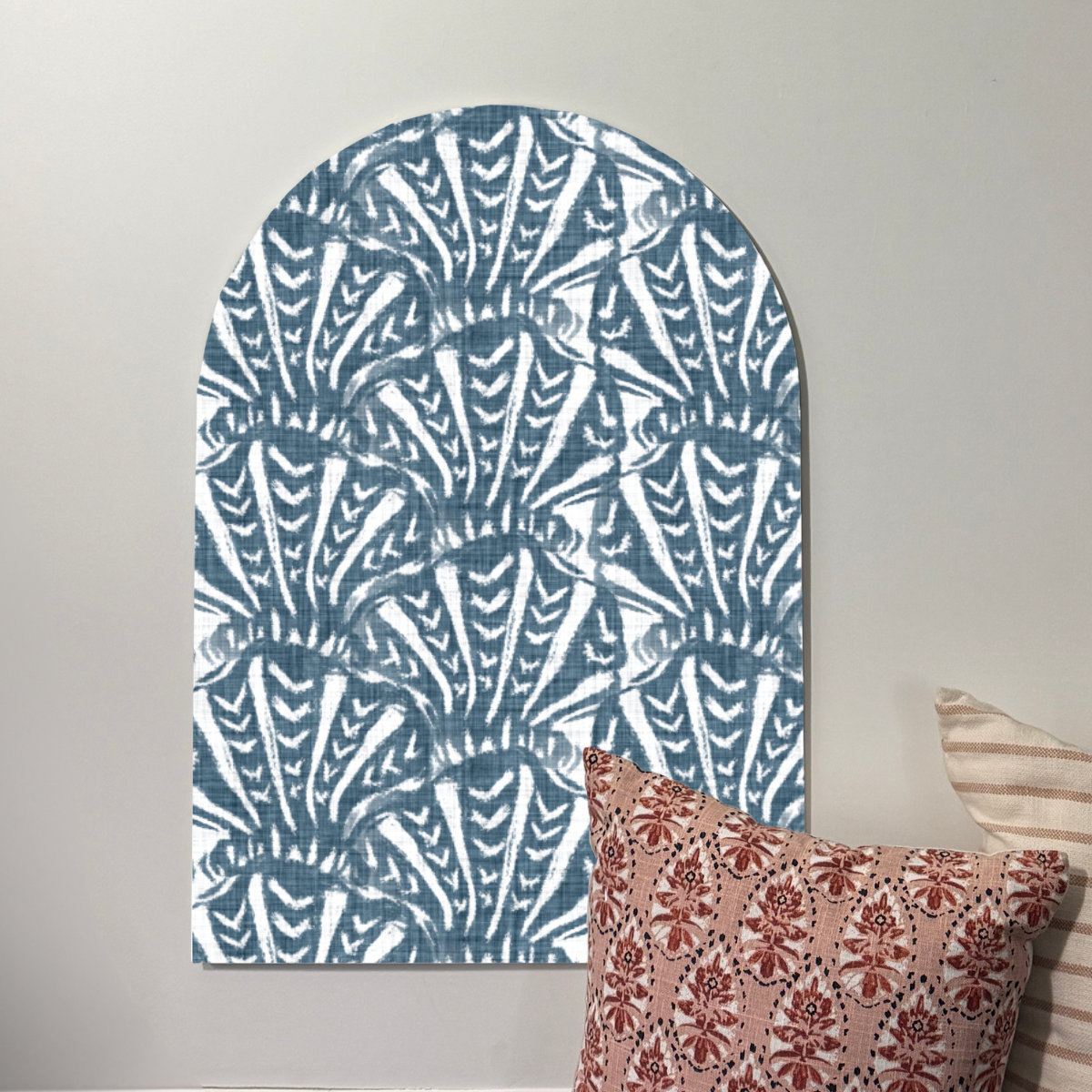 Boho Palm Arch Wall Art | Navy Textural Deco Design