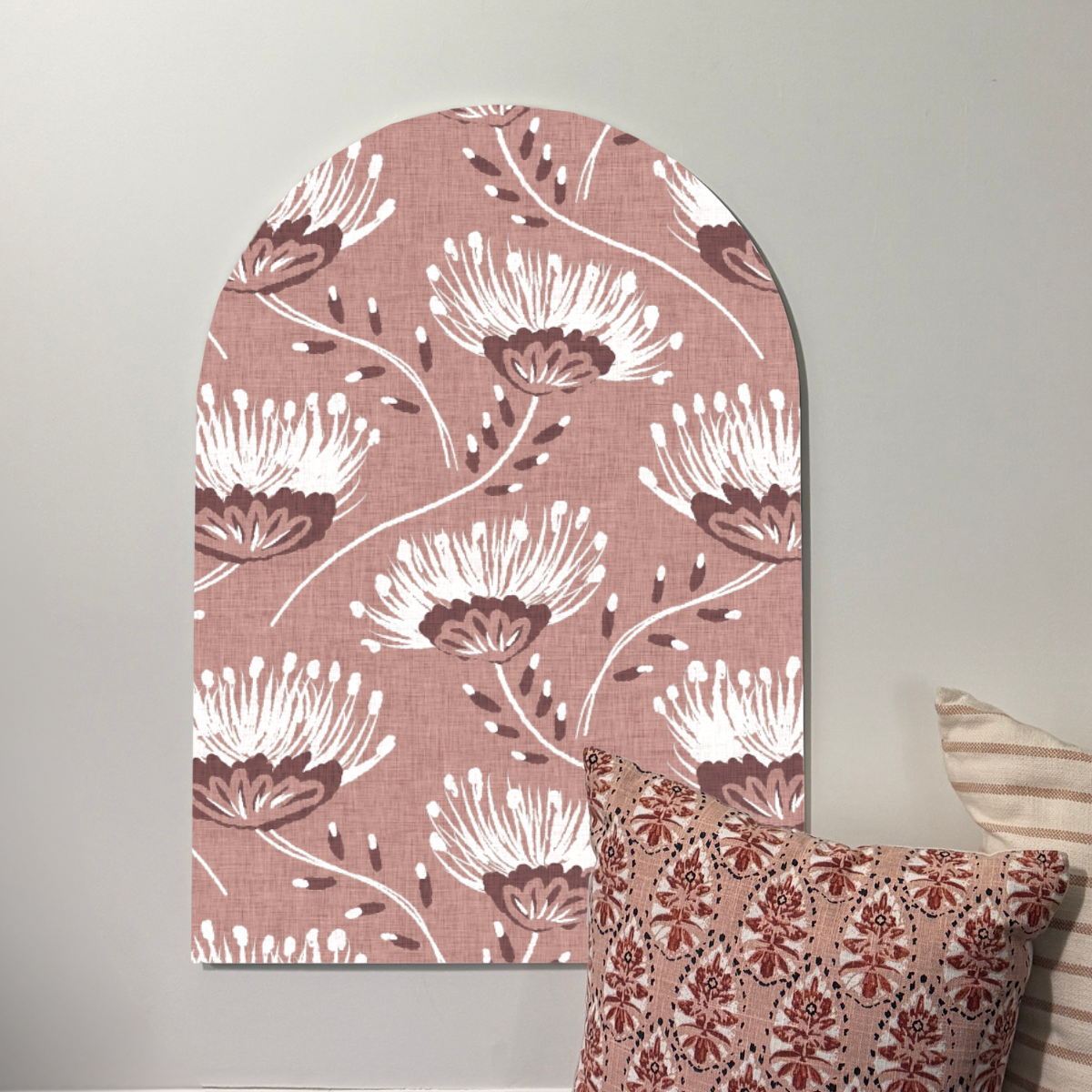 Blush Wildflower Arch Wall Art | Soft Botanical Print on EPVC Panel