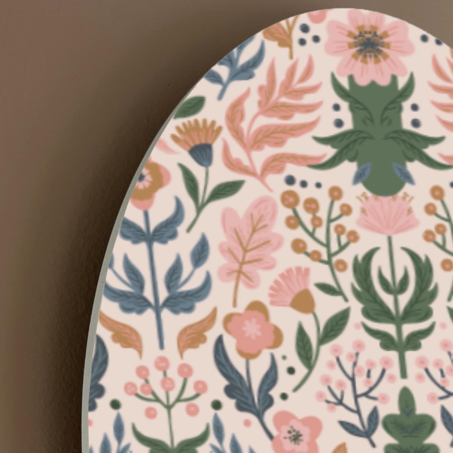 Botanical Layers Arch Wall Art – Floral & Green Ikat Decorative Panel