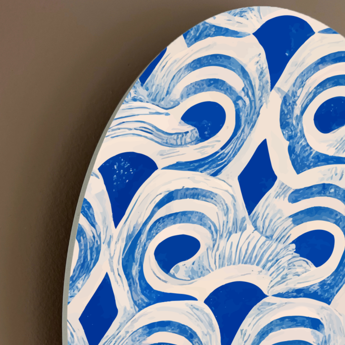 Blue Rhythm Arch Wall Art | Organic Wave Pattern in Indigo + White | Modern Boho Panel