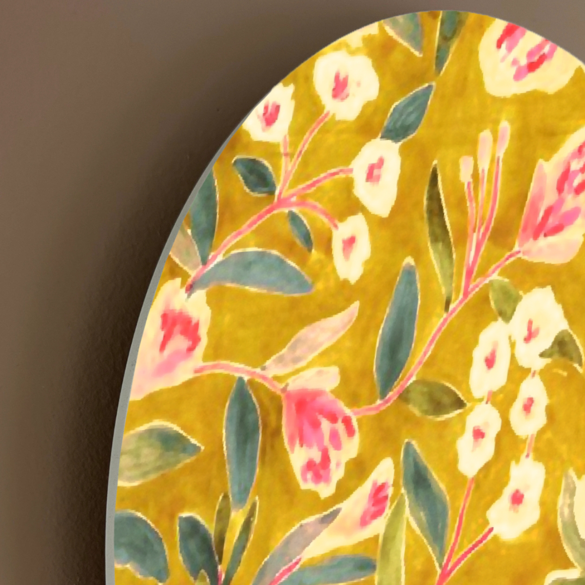 Golden Bloom Arch Wall Art | Painterly Floral Panel in Mustard, Blush + Green