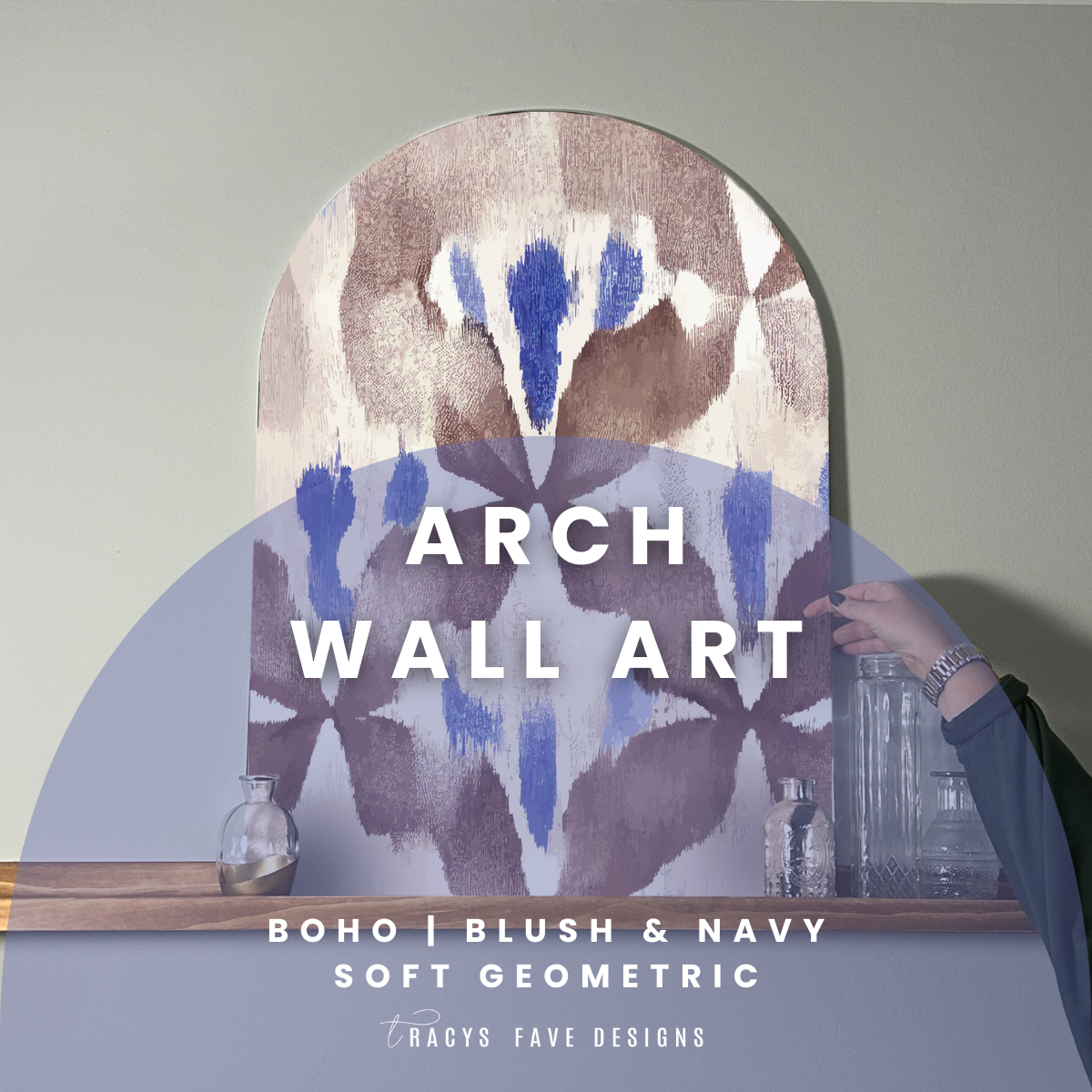 Modern Boho Arch Wall Art | Indigo Bloom | Bold Textural Statement Decor