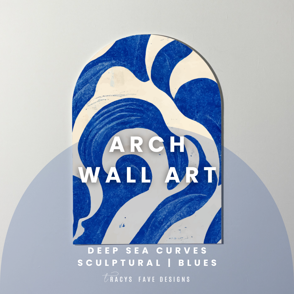 Deep Wave Arch Wall Art | Large Scale Indigo Curve Pattern | Bold Modern Wall Panel