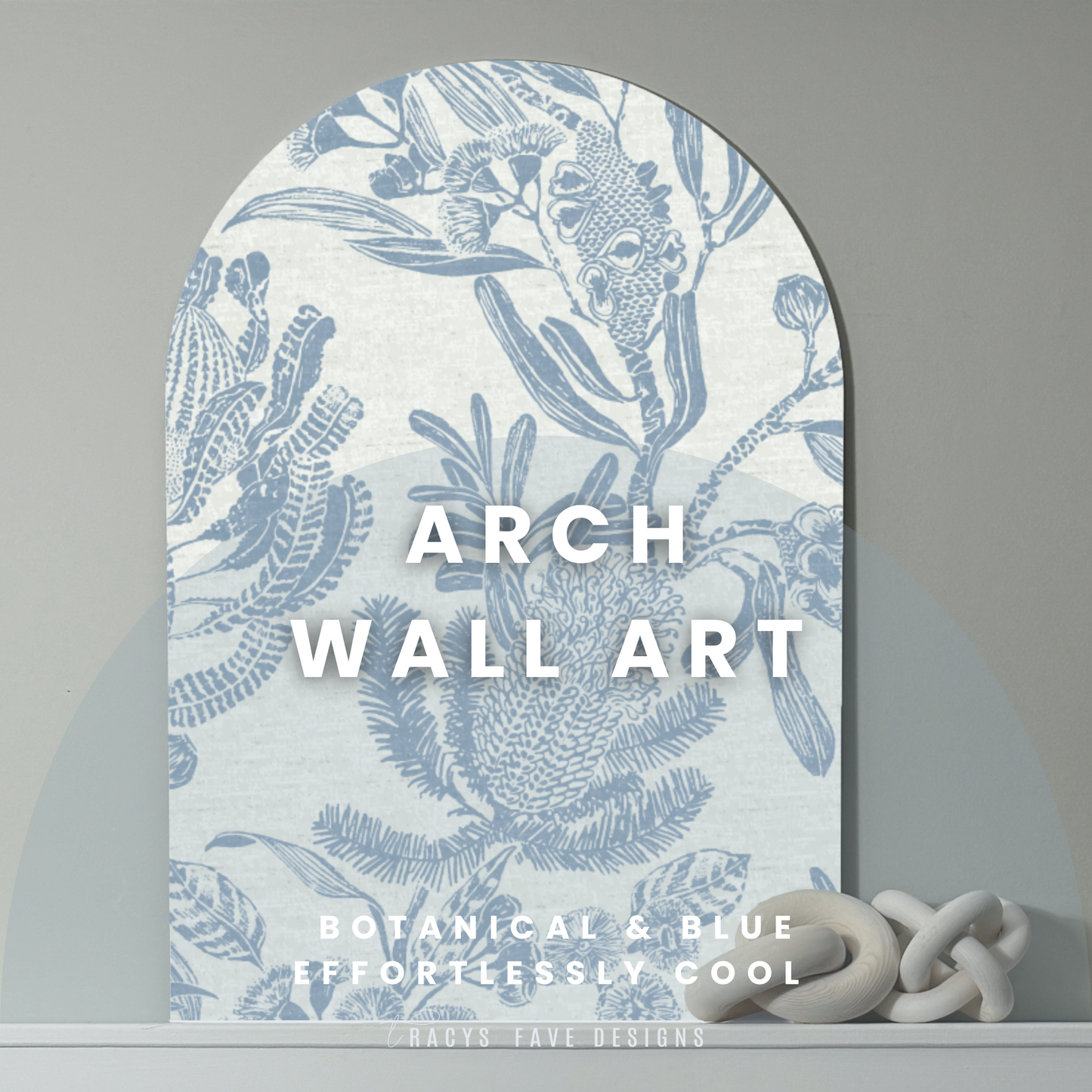 Botanical Sketch Arch Wall Art | 16x23 | 22x31 | Blue Floral Wall Decor for Coastal & Classic Homes