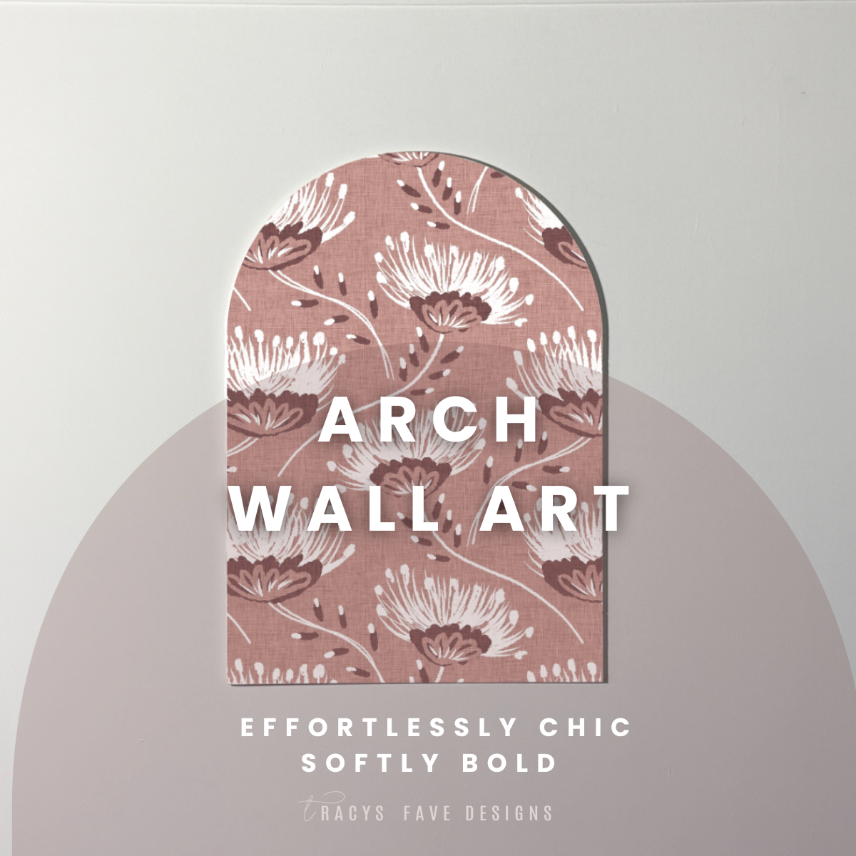 Blush Wildflower Arch Wall Art | Soft Botanical Print on EPVC Panel