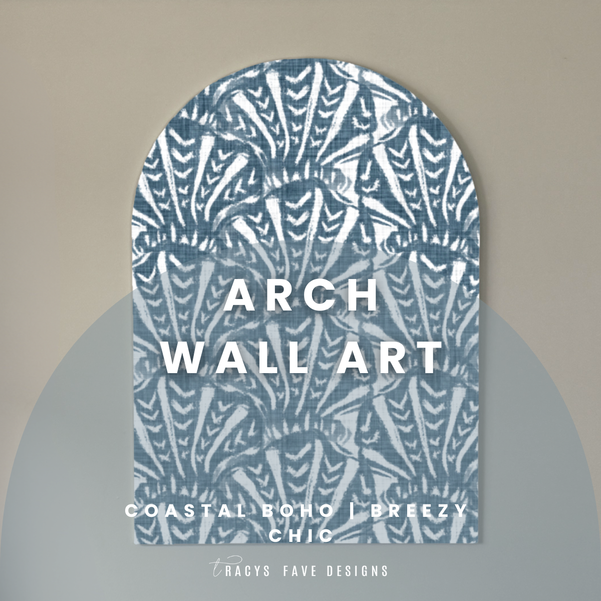 Boho Palm Arch Wall Art | Navy Textural Deco Design