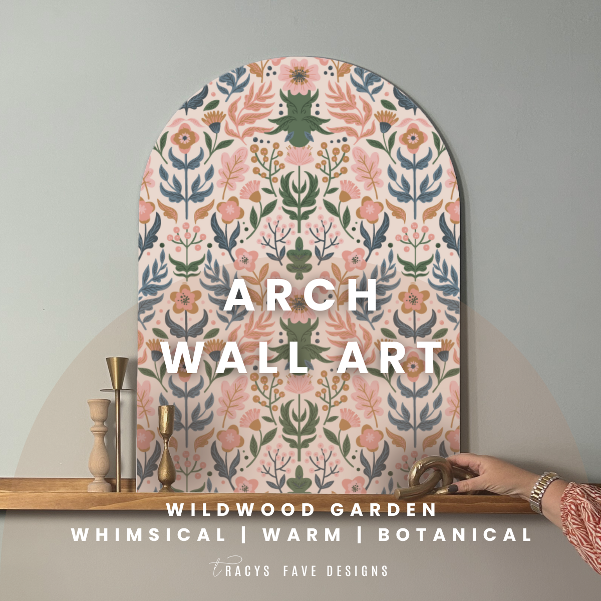 Wildwood Garden | Modern Floral Folk Arch Wall Art