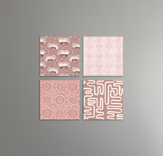 Rosy Outlook | 4-Piece Blush Art Print Set