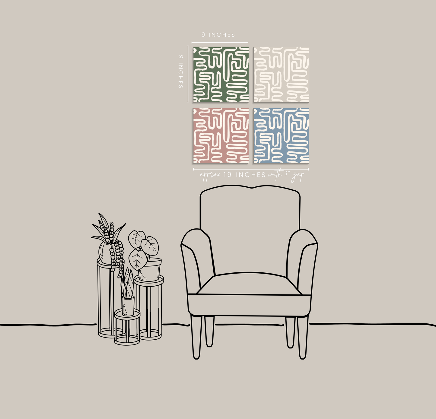 Line Language | 4-Piece Maze Pattern Art Set