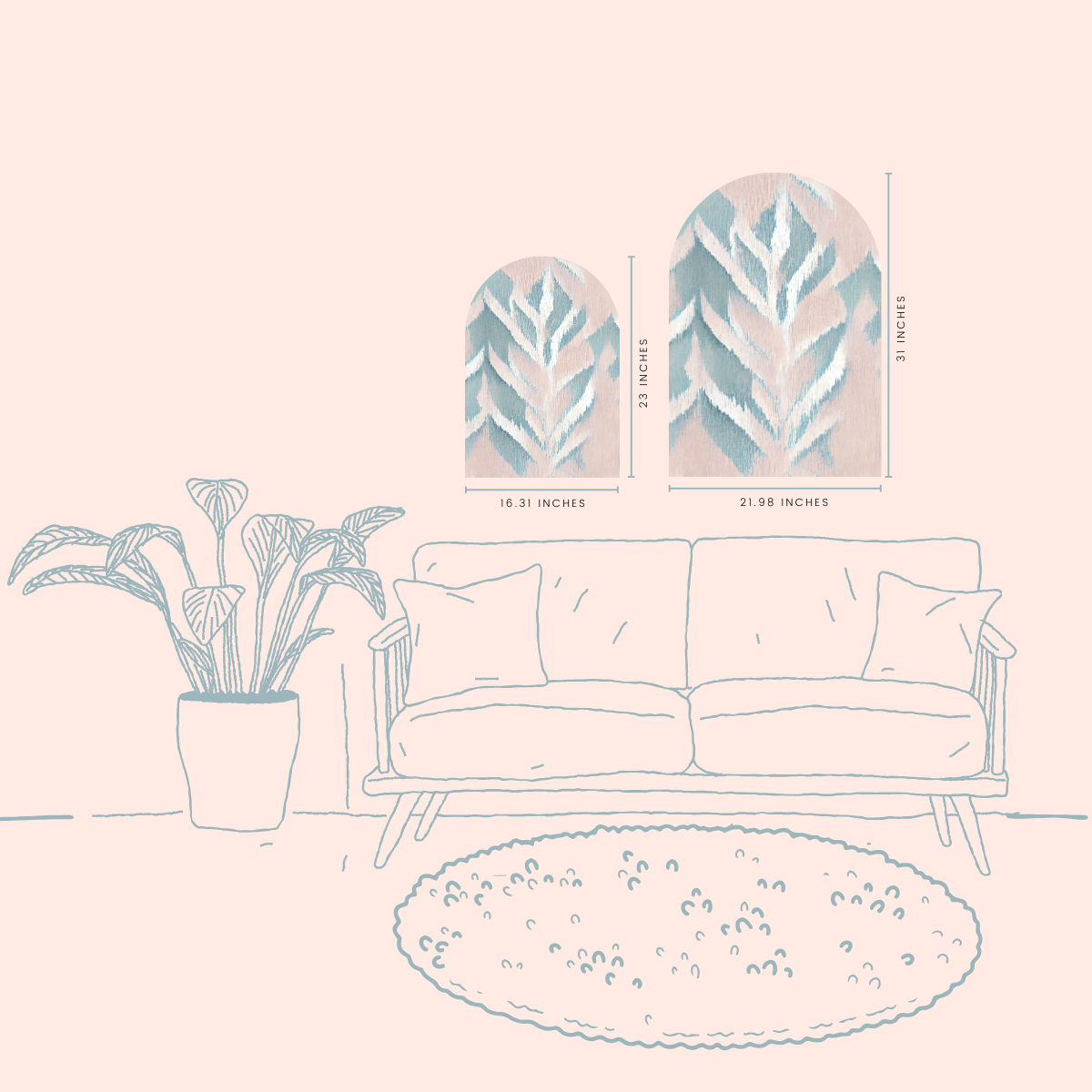 Modern Boho Arch Wall Art | Dusty Blooms | Soft Textural Boho Decor