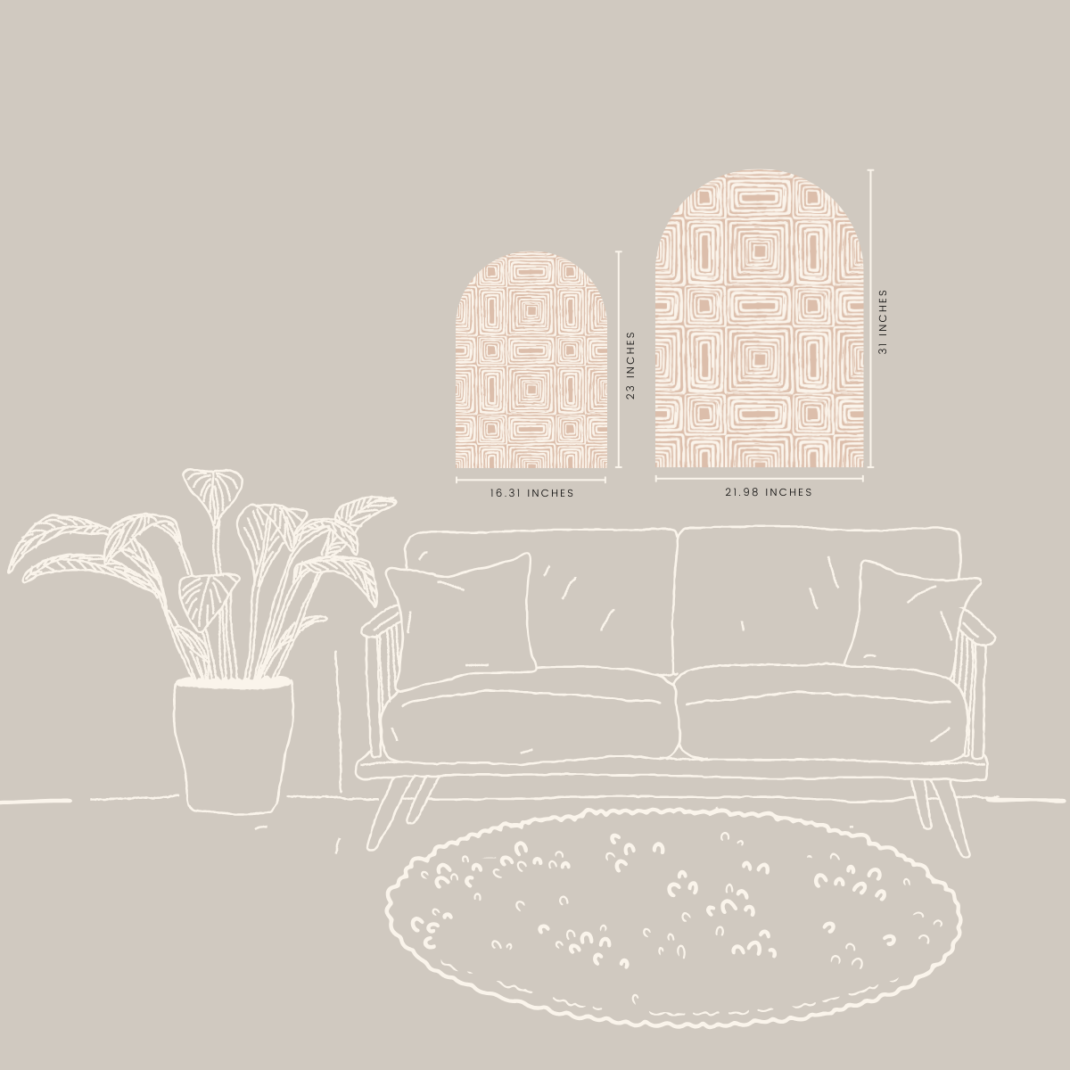 Abstract Geometric Wall Arch | Warm Neutral Tones | Modern Minimal Style