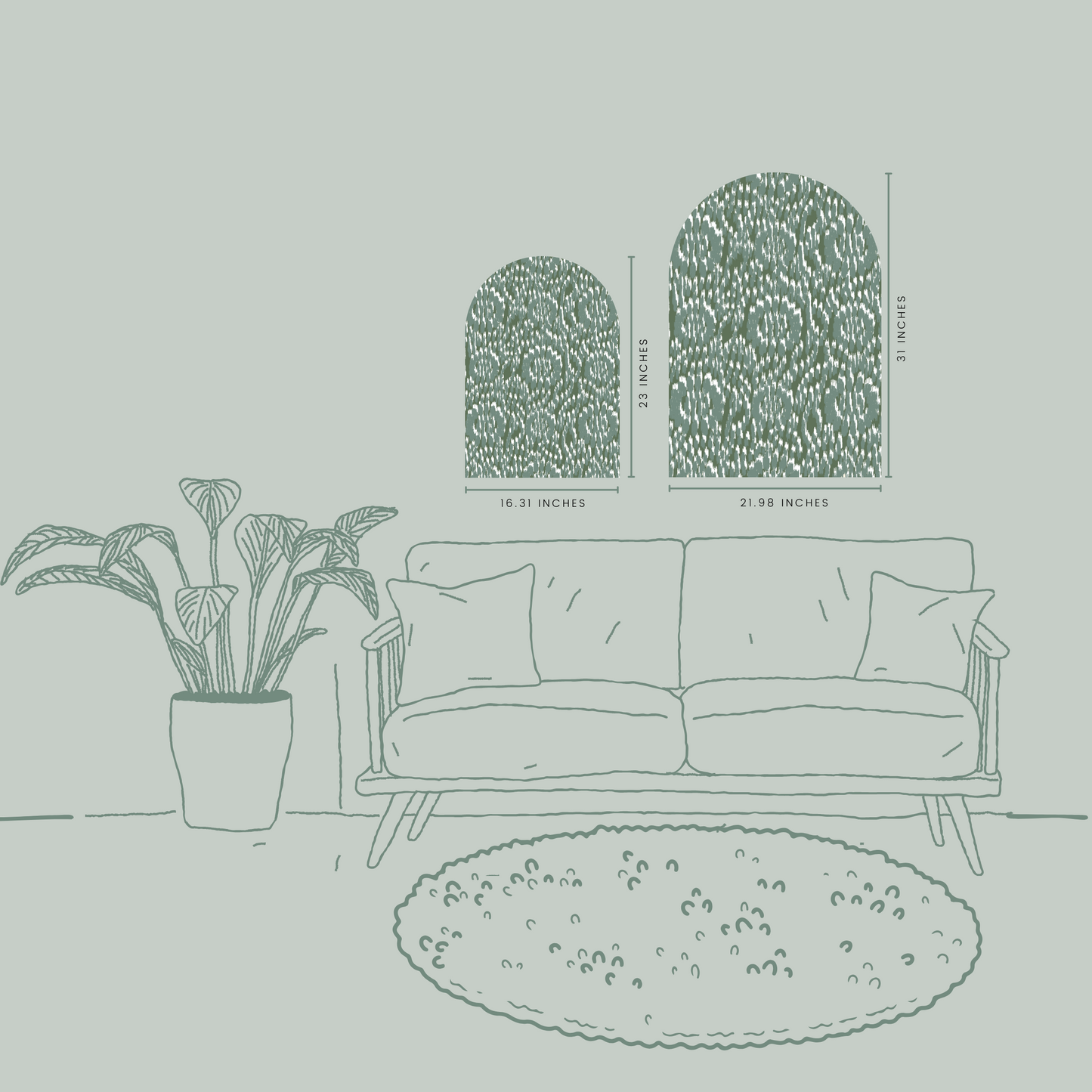 Green Ikat Arch Wall Art | Modern Global Print on EPVC Panel