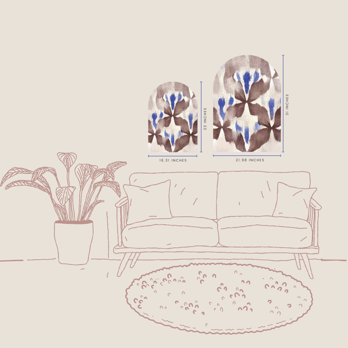 Modern Boho Arch Wall Art | Indigo Bloom | Bold Textural Statement Decor