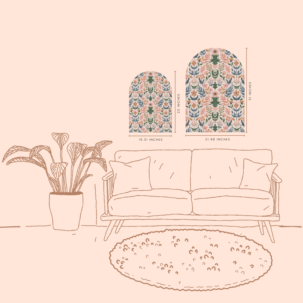 Wildwood Garden | Modern Floral Folk Arch Wall Art