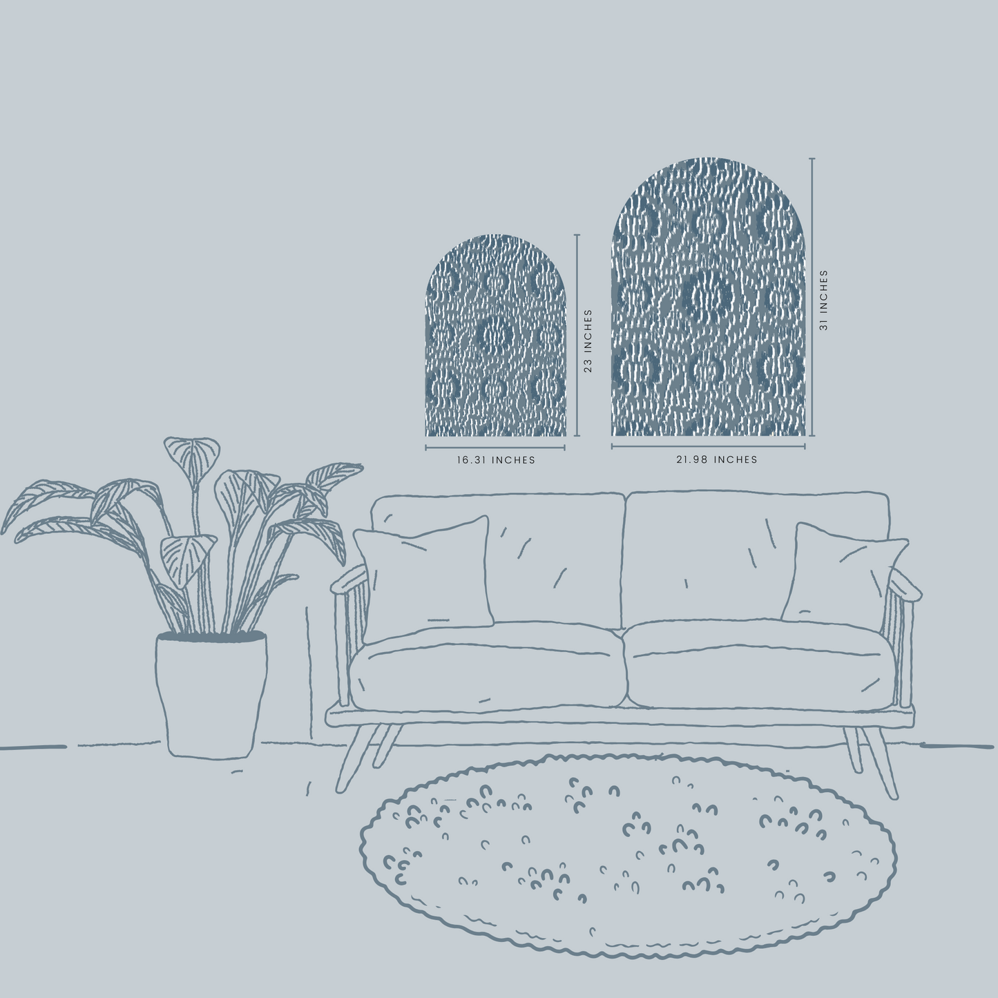 Modern Blue Ikat Arch Wall Art | Textural Pattern Print for Boho & Coastal Decor