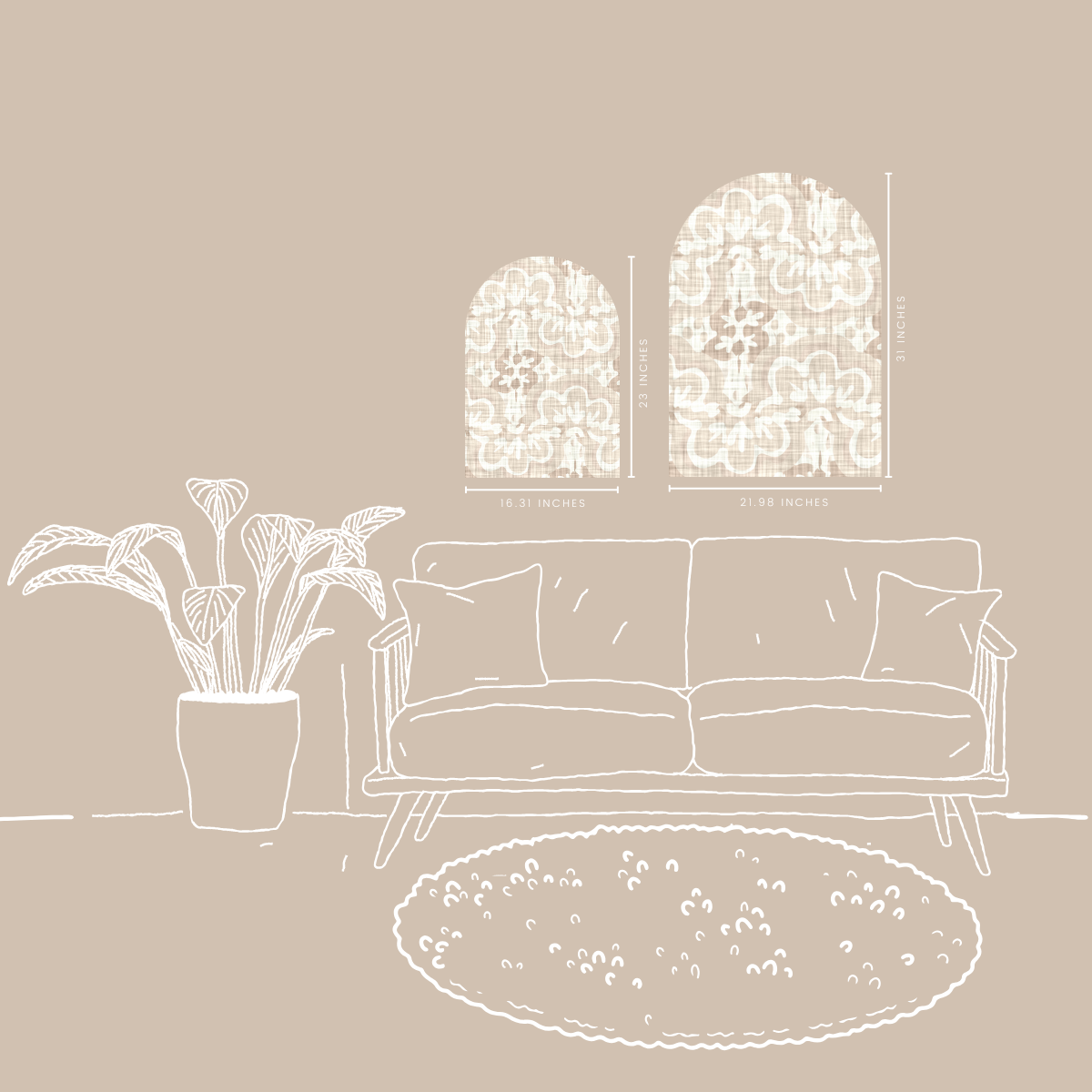 Woven Bloom | Neutral Floral Tile Wall Art – Modern Block Print Inspired Pattern