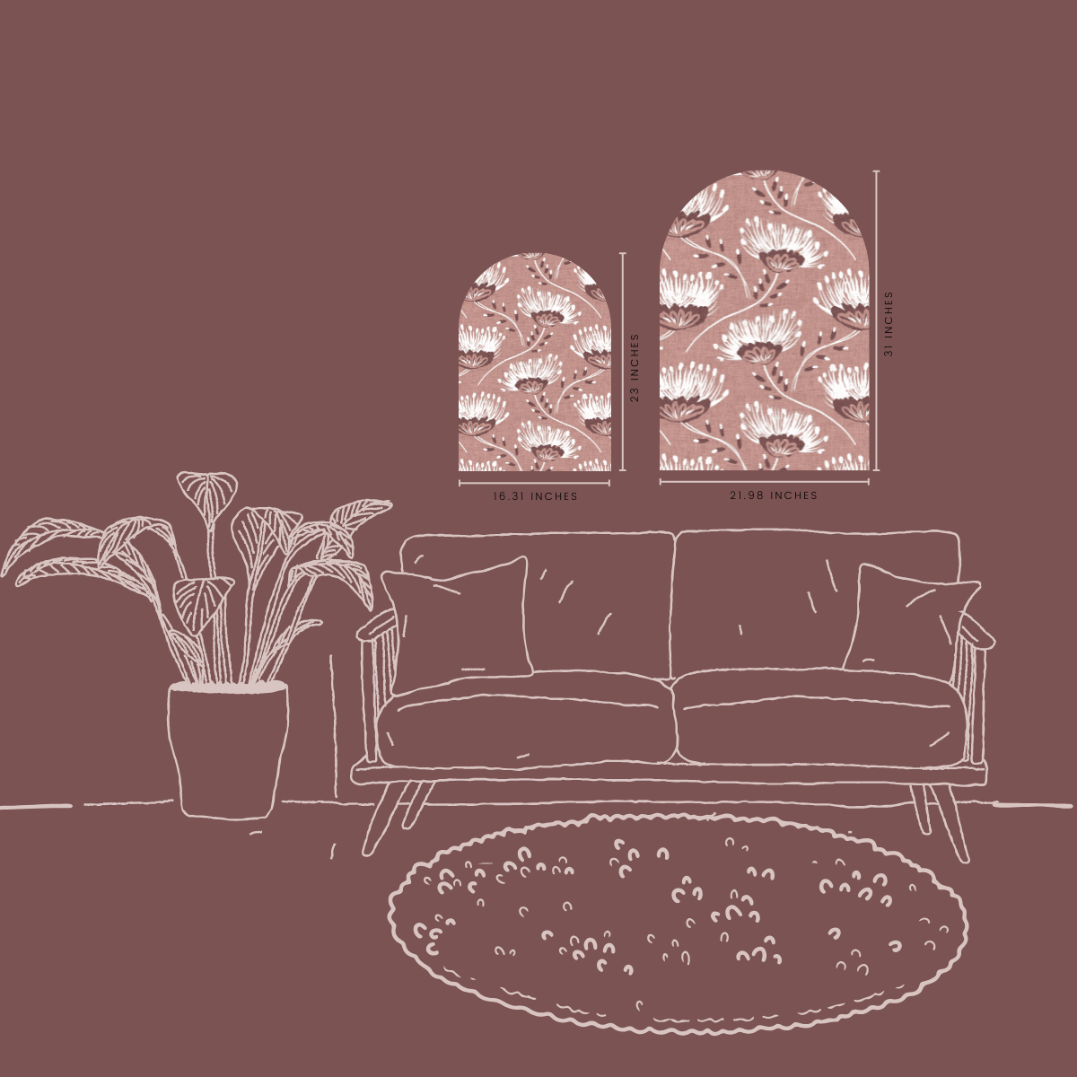 Blush Wildflower Arch Wall Art | Soft Botanical Print on EPVC Panel