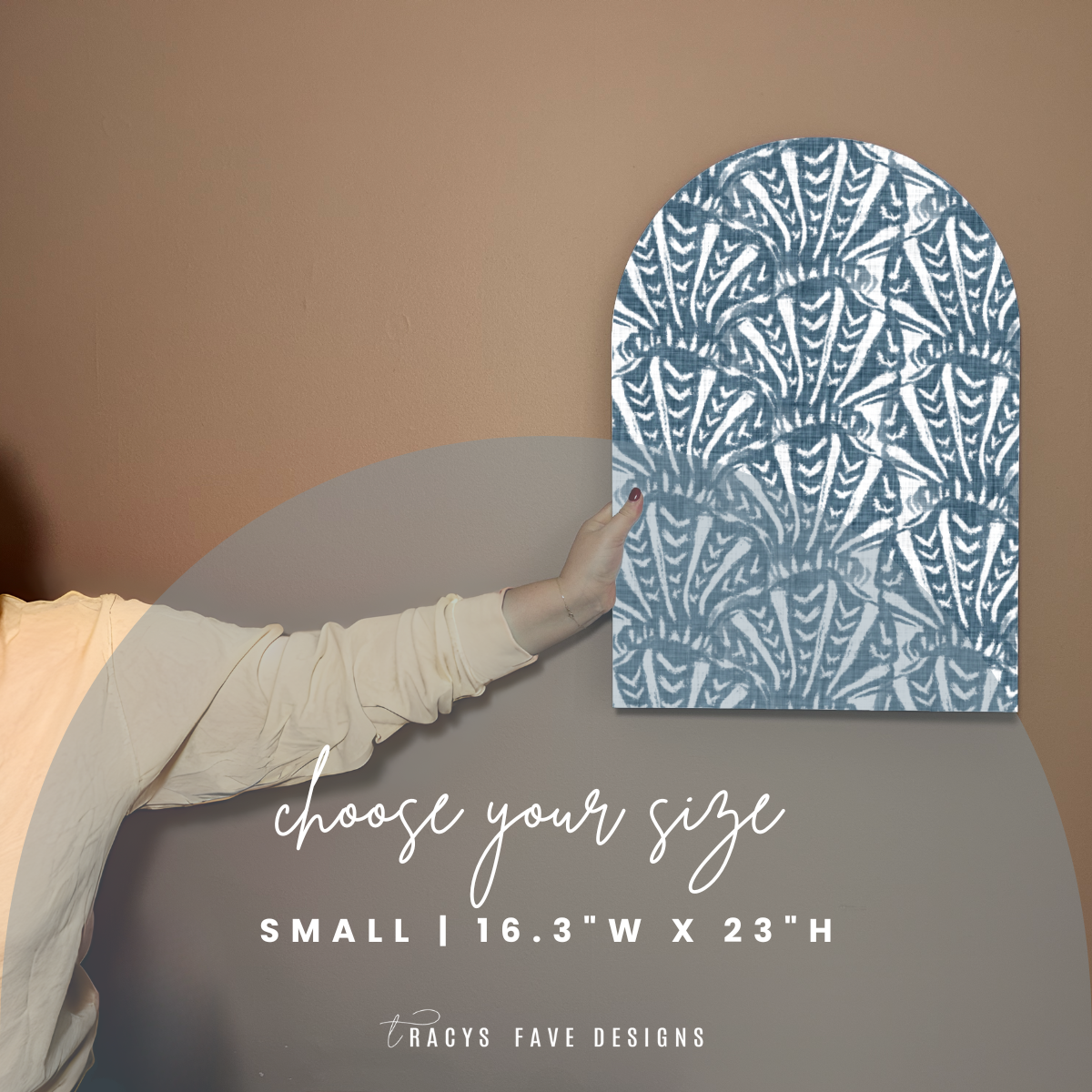 Boho Palm Arch Wall Art | Navy Textural Deco Design