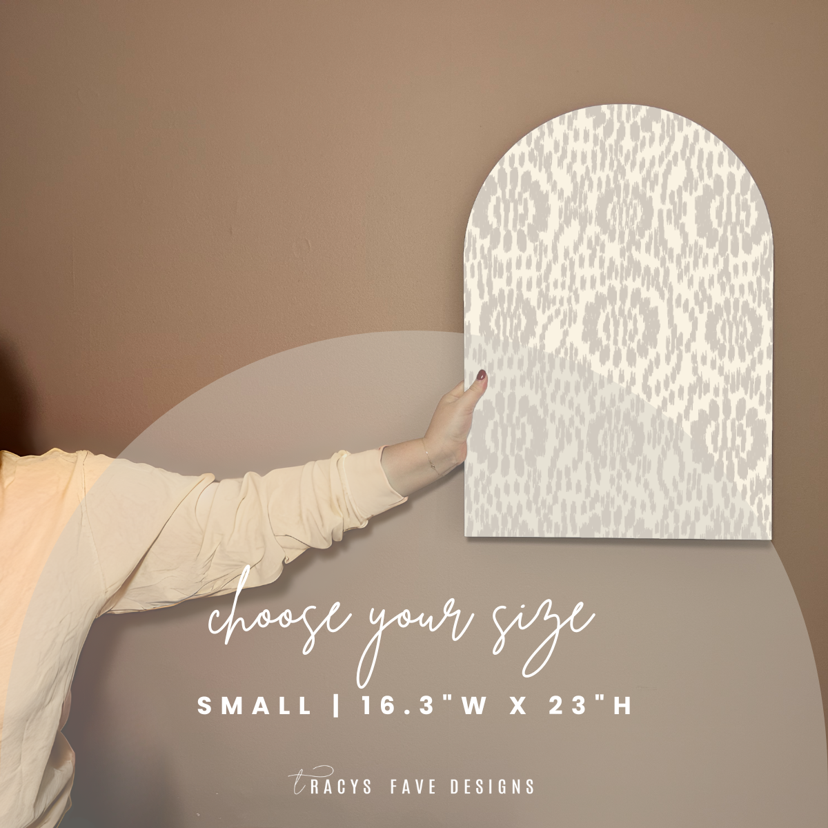 Modern Floral Inspired Ikat Arch Wall Art in Soft Clay | Neutral Boho Accent Panel