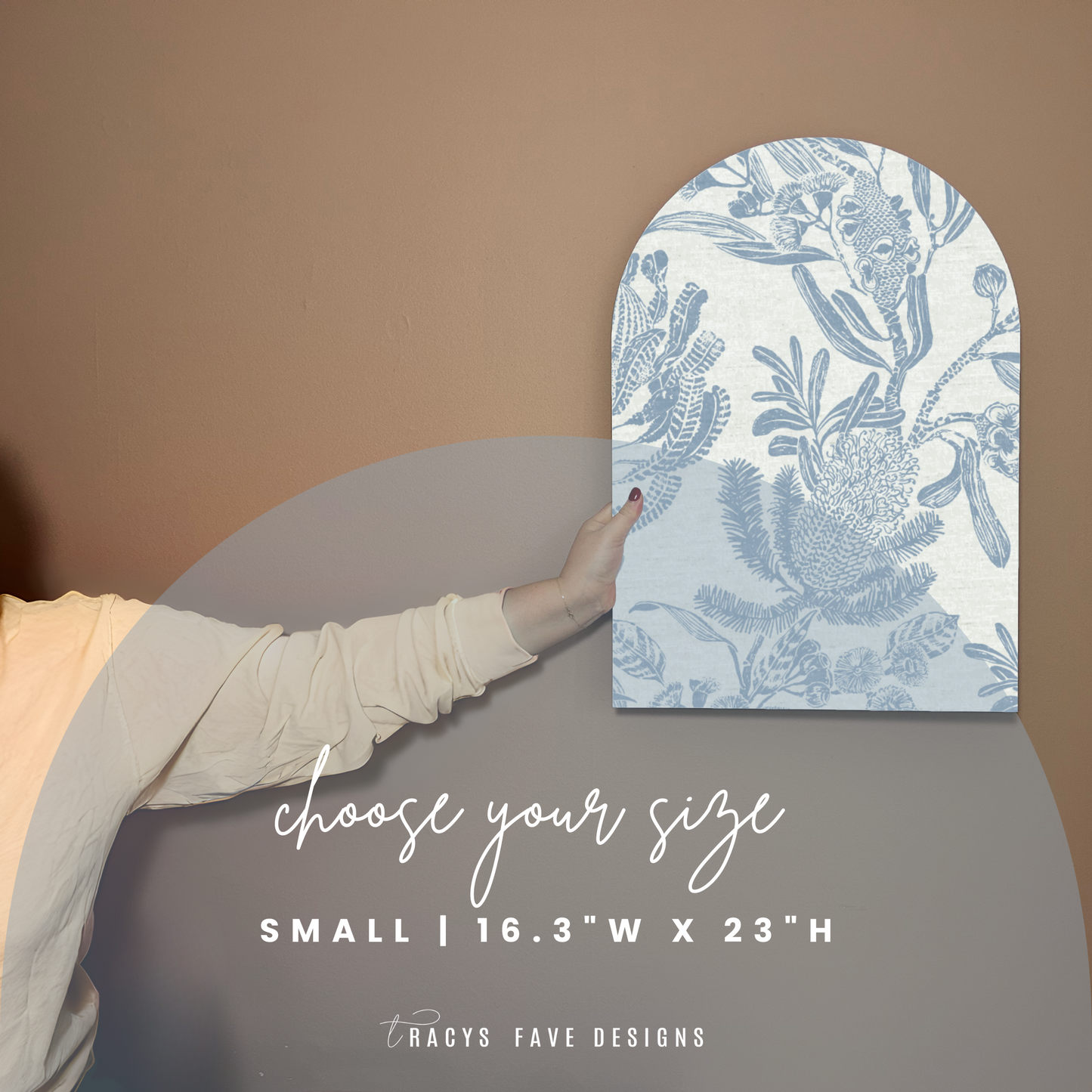 Botanical Sketch Arch Wall Art | 16x23 | 22x31 | Blue Floral Wall Decor for Coastal & Classic Homes