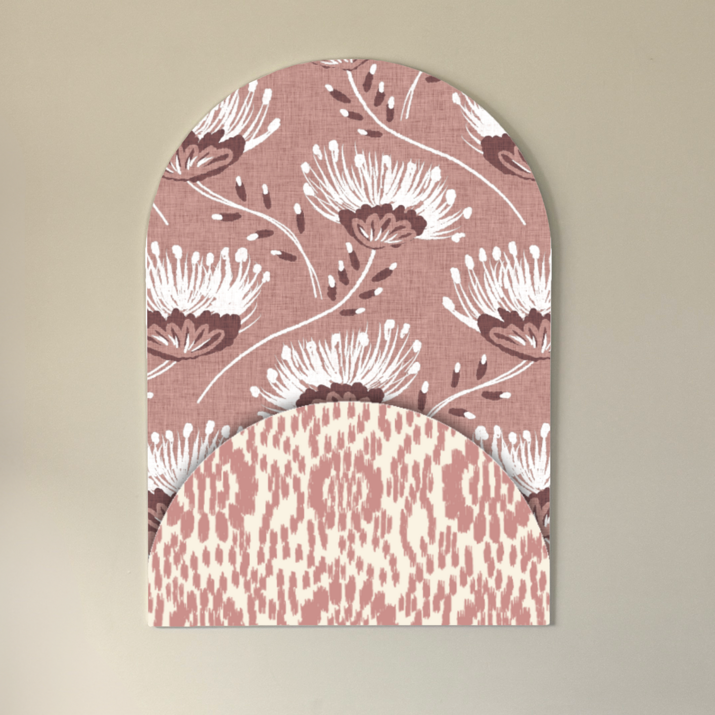 Blush Bloom Layered Arch Art | Modern Floral + Ikat Pattern Wall Decor