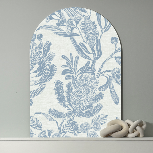Botanical Sketch Arch Wall Art | 16x23 | 22x31 | Blue Floral Wall Decor for Coastal & Classic Homes