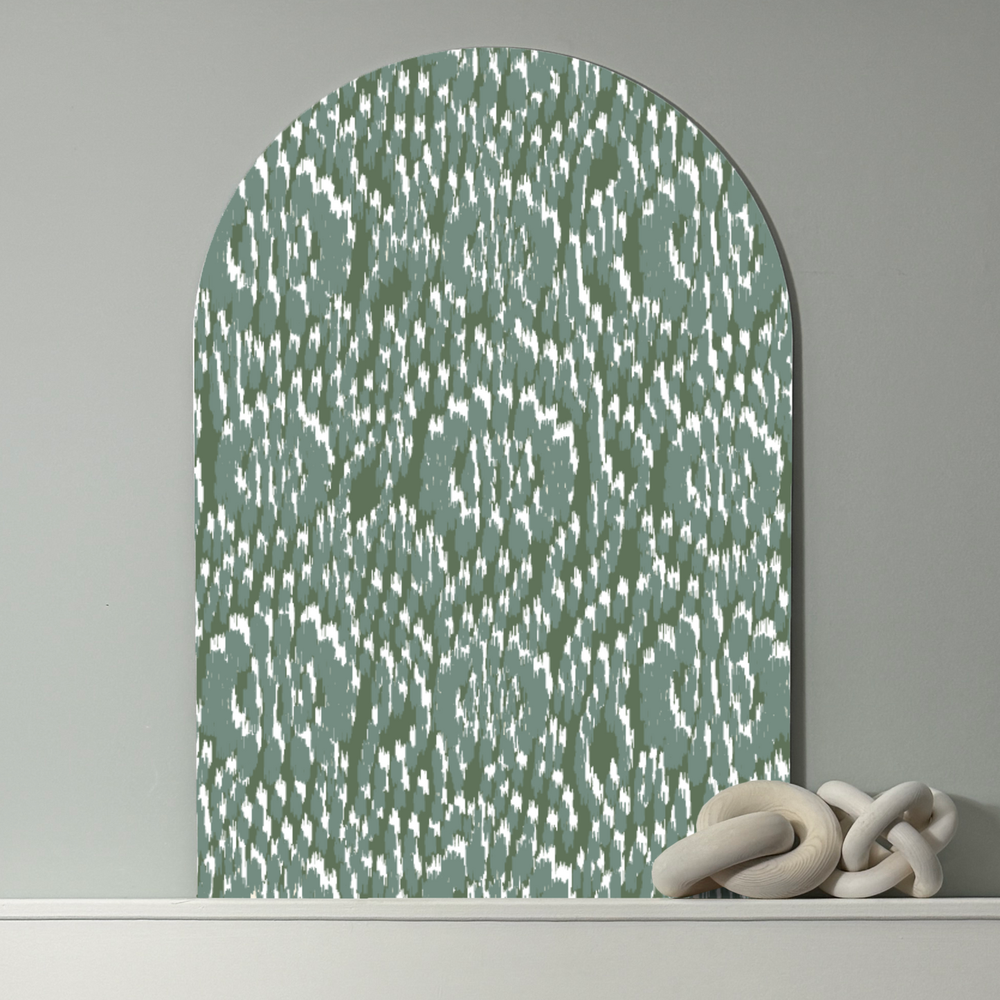 Green Ikat Arch Wall Art | Modern Global Print on EPVC Panel