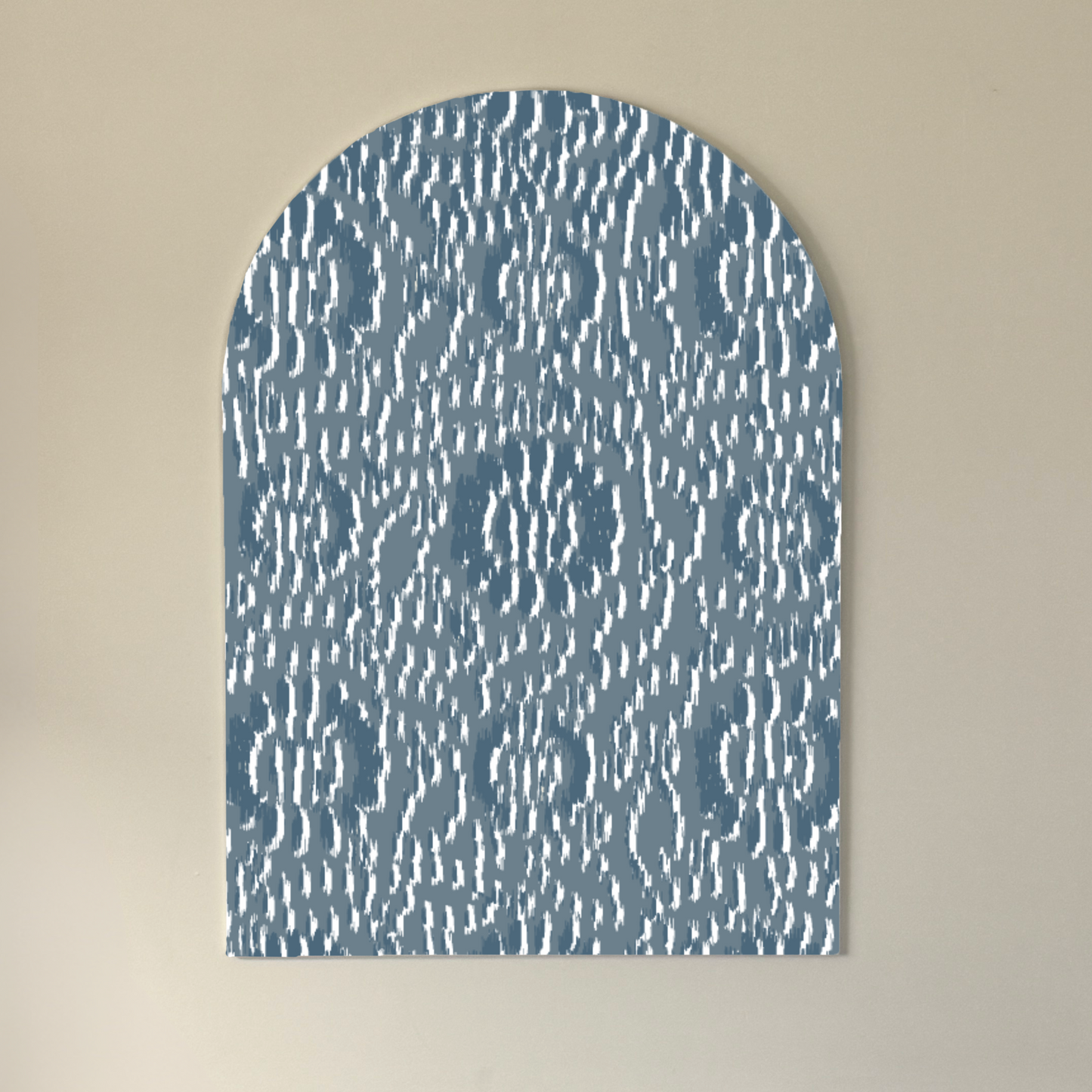 Modern Blue Ikat Arch Wall Art | Textural Pattern Print for Boho & Coastal Decor