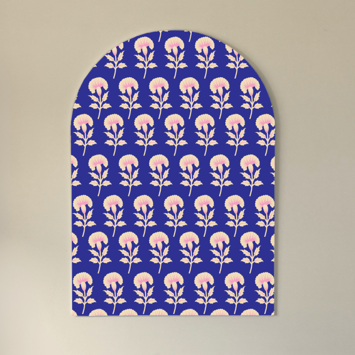 Cobalt Stamped Bloom | Blue Floral Wall Art | Modern Block Print Inspired Design