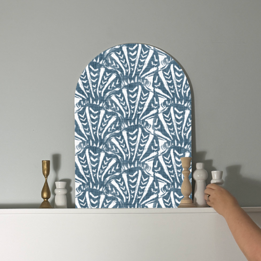 Boho Palm Arch Wall Art | Navy Textural Deco Design
