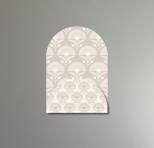 Fan Flower in Tan | Layered Arch Art | Modern Floral Wall Decor