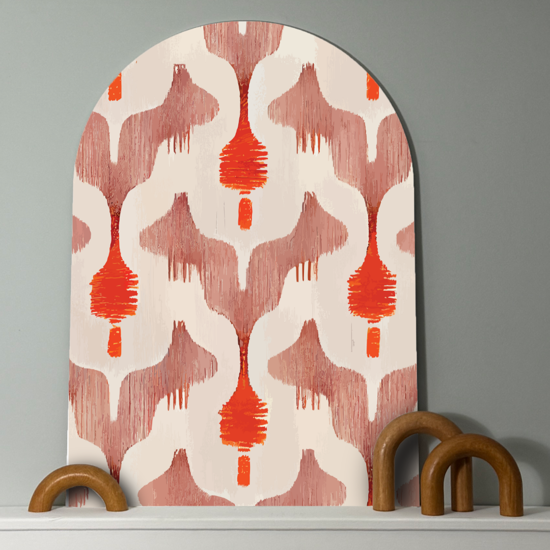 Modern Boho Arch Wall Art | Abstract Ikat-Inspired Pattern in Warm Earth Tones