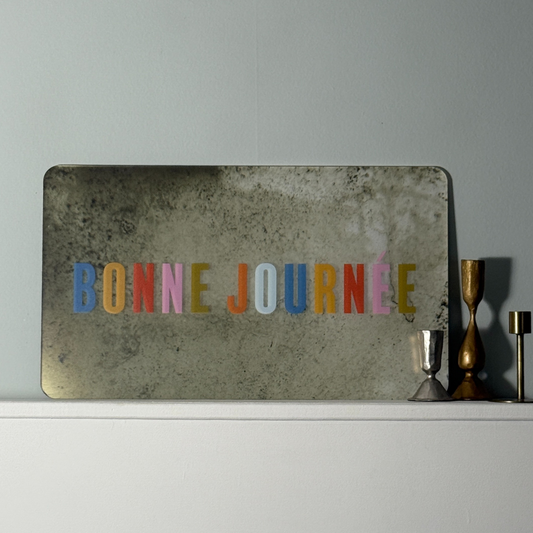 Bonne Journée Mirror Sign | Vintage French Wall Art on Mirrored Acrylic