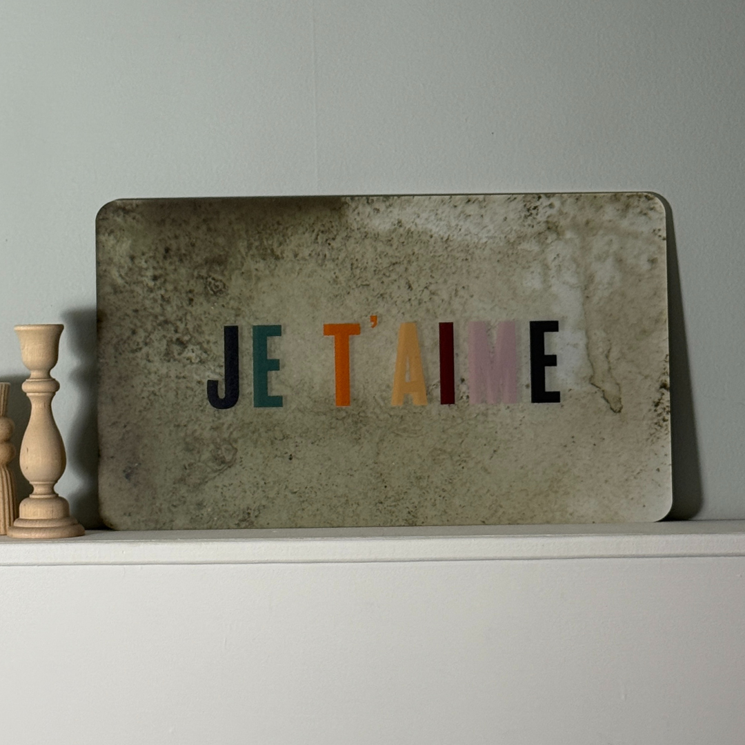 Je t’aime Mirror Sign | French Love Quote on Vintage-Style Mirrored Acrylic